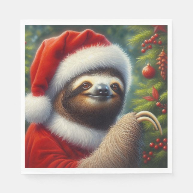 Sloth Santa Claus Napkin (Front)