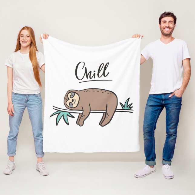 Sloth Says Chill Fleece Blanket (In Situ)