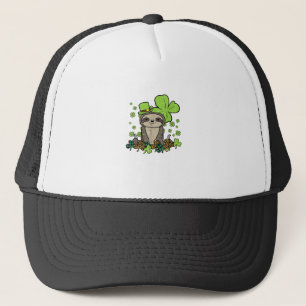 Sloth Shamrock Plaid Leopard St Patricks Day Men W Trucker Hat