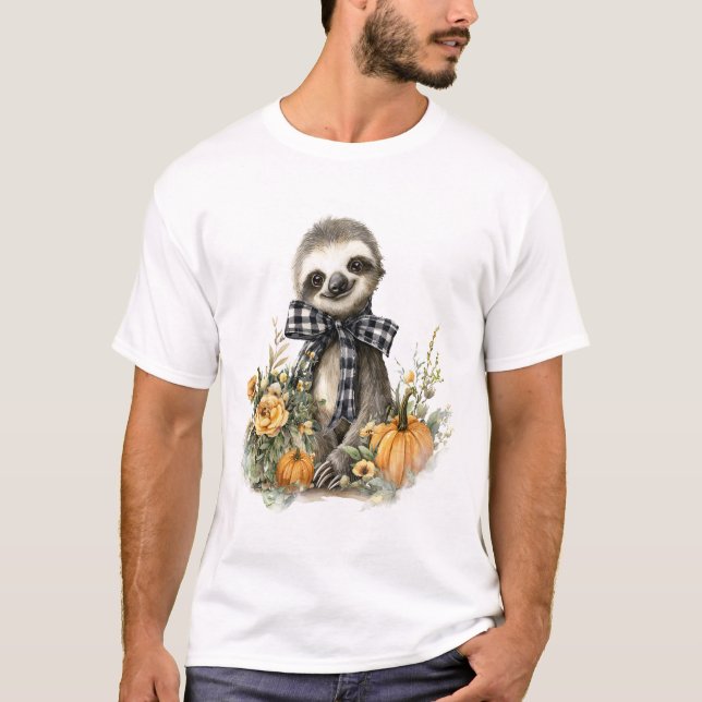 Sloth Shirt Animals Autumn Pumpkin (Front)