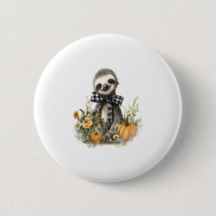 Sloth Shirt Animals Autumn Pumpkin 2 Inch Round Button