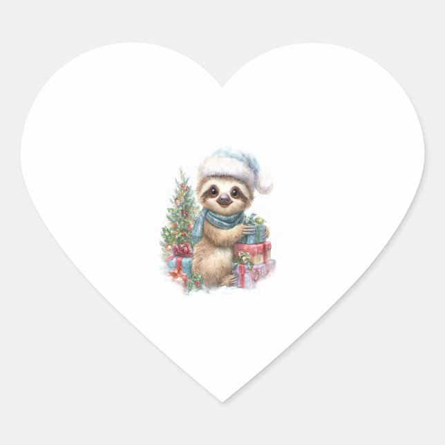 Sloth Shirt Safari Christmas Santa Heart Sticker (Front)