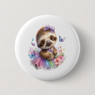 Sloth Shirt Safari Rainbow Summer 2 Inch Round Button