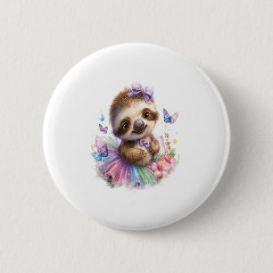 Sloth Shirt Safari Rainbow Summer 2 Inch Round Button