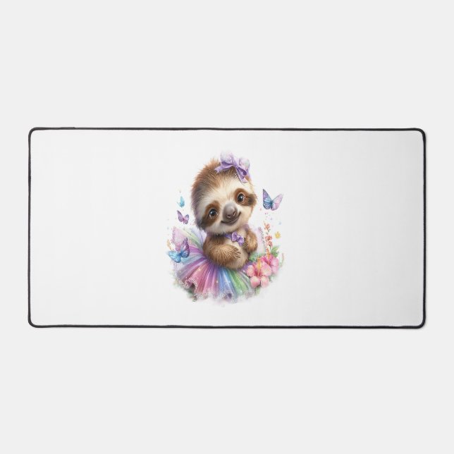 Sloth Shirt Safari Rainbow Summer Desk Mat (Front)