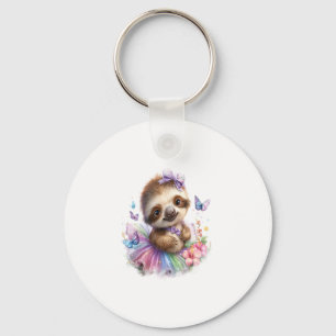Sloth Shirt Safari Rainbow Summer Keychain