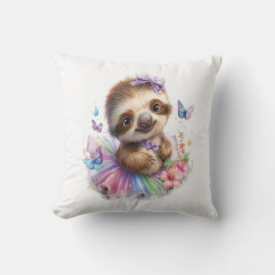 Sloth Shirt Safari Rainbow Summer Throw Pillow