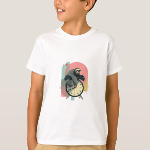 Sloth Sitting on Clock Kids T-Shirt