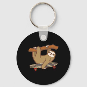Sloth Skateboard Slothful Skateboarding Keychain