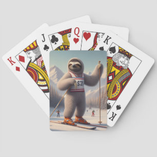 Sloth Skiing Playing Cards