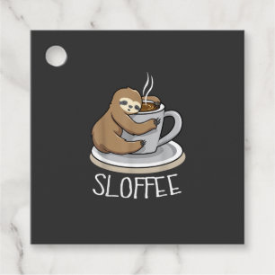 Sloth Sleep at Cup of Coffee Funny Sloth Sloffee T Favour Tags