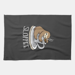 Sloth Sleep at Cup of Coffee Funny Sloth Sloffee T Kitchen Towel