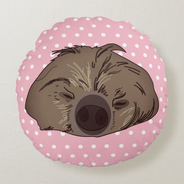 Sloth Sleep Coussin rond mou (Devant)