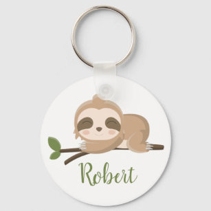 Sloth sleeping custom name keychain