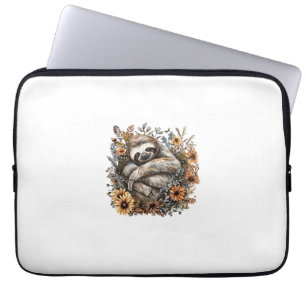 Sloth Sleeping Floral Sleepy Sloth Napping Sleepin Laptop Sleeve