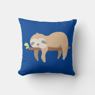sloth sleeping throw pillow
