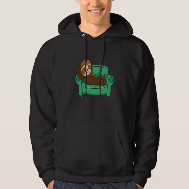 SLOTH SLOTH SLEEPING ON COUCH RELAX NAP REST HOODIE (Front)