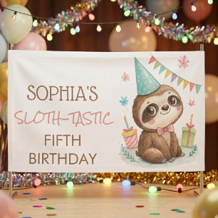 Sloth sloth-tastic kids birthday banner