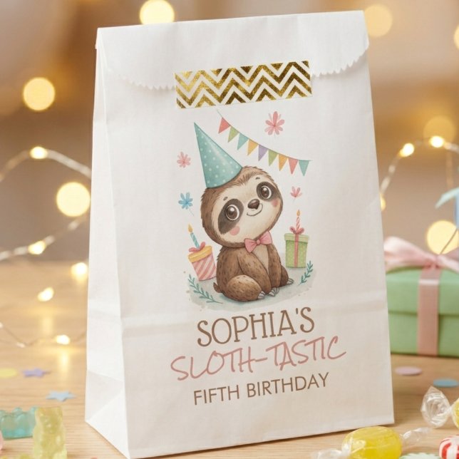 Sloth sloth-tastic kids birthday favour bag (Creator Uploaded)