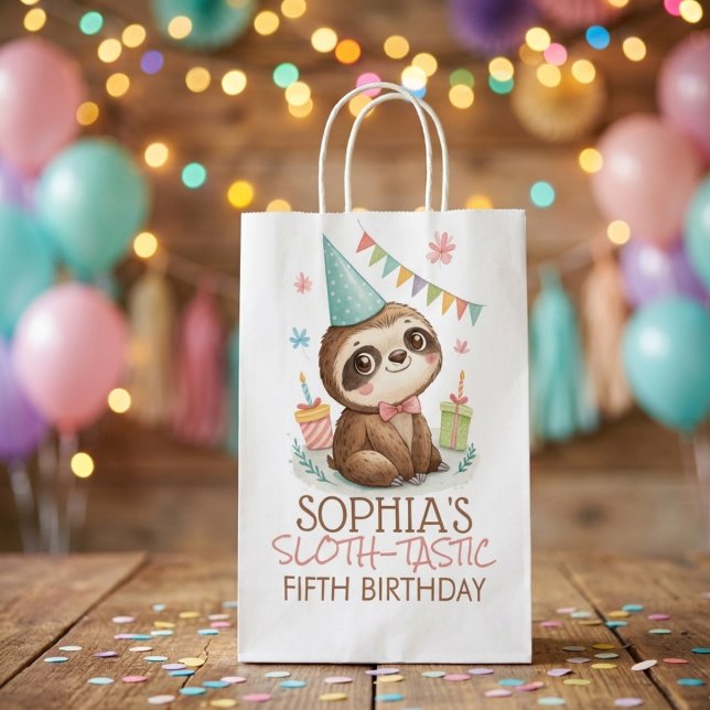 Sloth sloth-tastic kids birthday medium gift bag (Creator Uploaded)