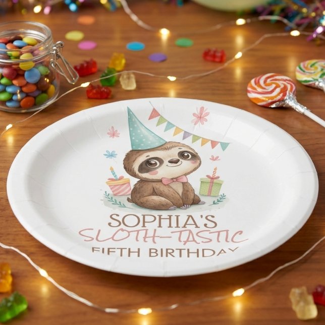 Sloth sloth-tastic kids birthday paper plate (Creator Uploaded)