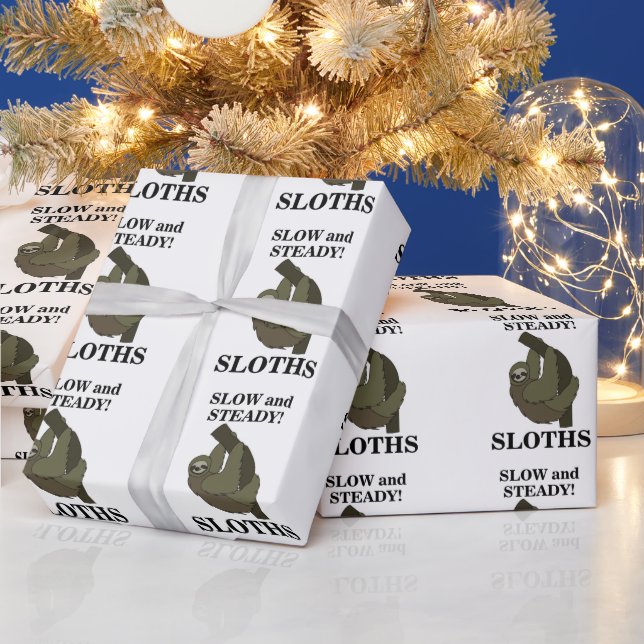 Sloth Sloths Slow And Steady Funny Sloth Wrapping Paper (Holidays)