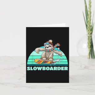 Sloth Slowboarder Snowboard Pun Card