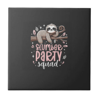 Sloth Slumber Party Squad Kids Girls Sleepover T-S Tile