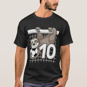 Sloth Soccer 10th Birthday Goal Keeper 10 Year Old T-Shirt