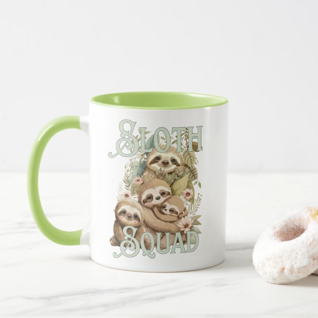 Sloth squad, adorable sloth mug (With Donut)