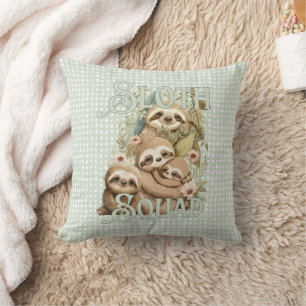 Sloth squad, adorable sloth throw pillow