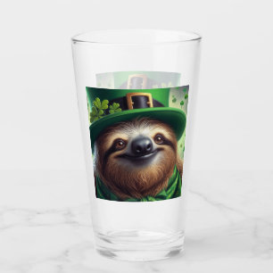 Sloth St Paddys Day Glass