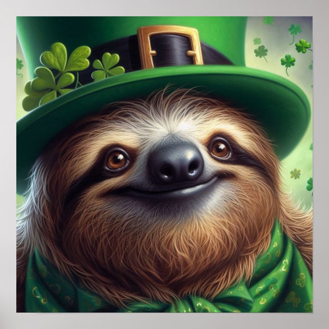 Sloth St Paddys Day Poster (Front)