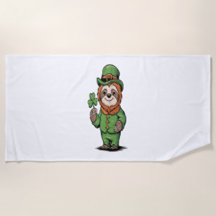 Sloth St Patrick's Day Irish Lucky Beach Towel