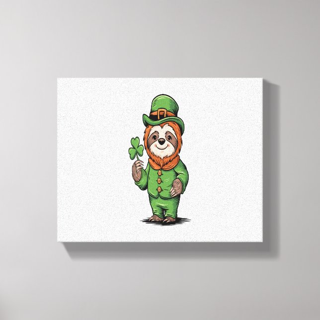 Sloth St Patrick's Day Irish Lucky Canvas Print (Front)