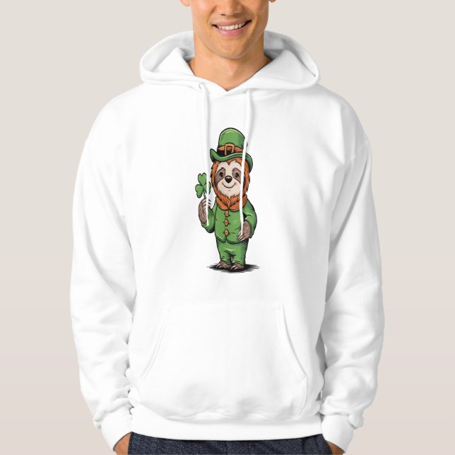 Sloth St Patrick's Day Irish Lucky Hoodie (Front)