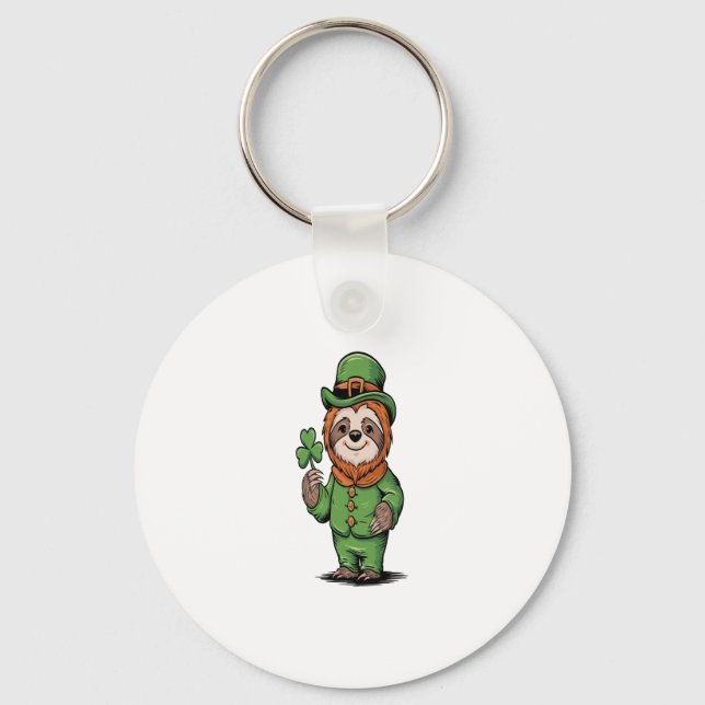 Sloth St Patrick's Day Irish Lucky Keychain (Front)