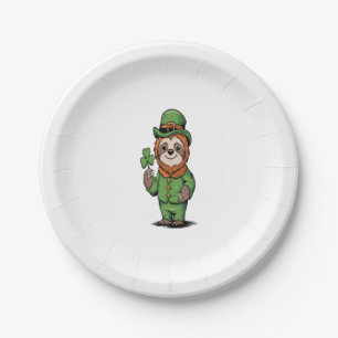 Sloth St Patrick's Day Irish Lucky Paper Plate