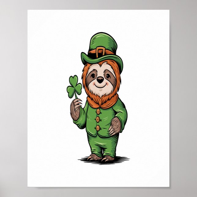 Sloth St Patrick's Day Irish Lucky Poster (Front)
