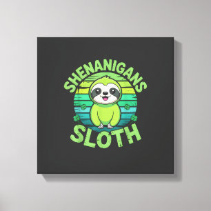 Sloth St Patricks Day Sloth Shenanigans Cute Anima Canvas Print
