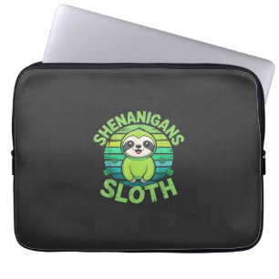 Sloth St Patricks Day Sloth Shenanigans Cute Anima Laptop Sleeve