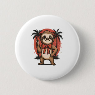 Sloth Summer Beach Rocking 2 Inch Round Button