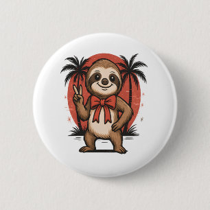 Sloth Summer Beach Rocking 2 Inch Round Button