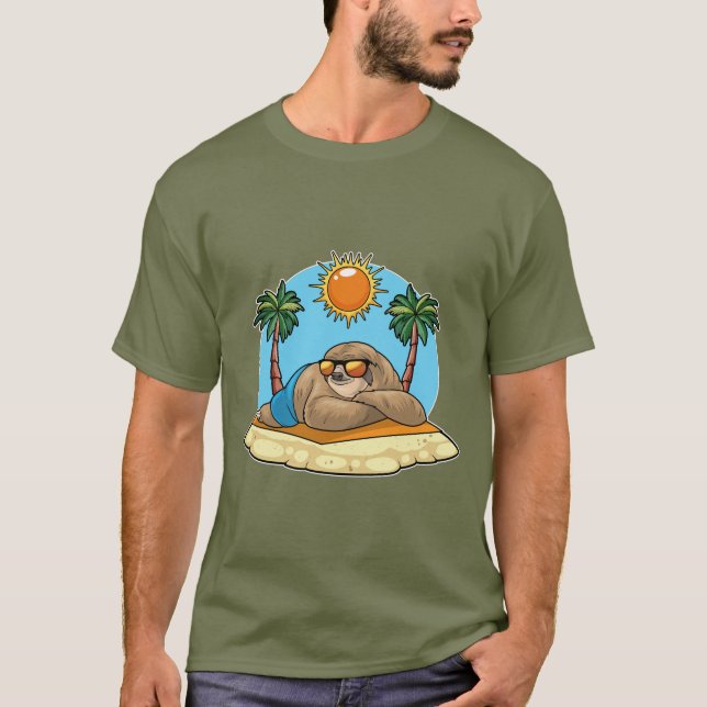 Sloth Summer Palm trees T-Shirt (Front)