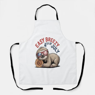 Sloth Sunflower 4th of July Apron