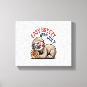 Sloth Sunflower 4th of July Canvas Print