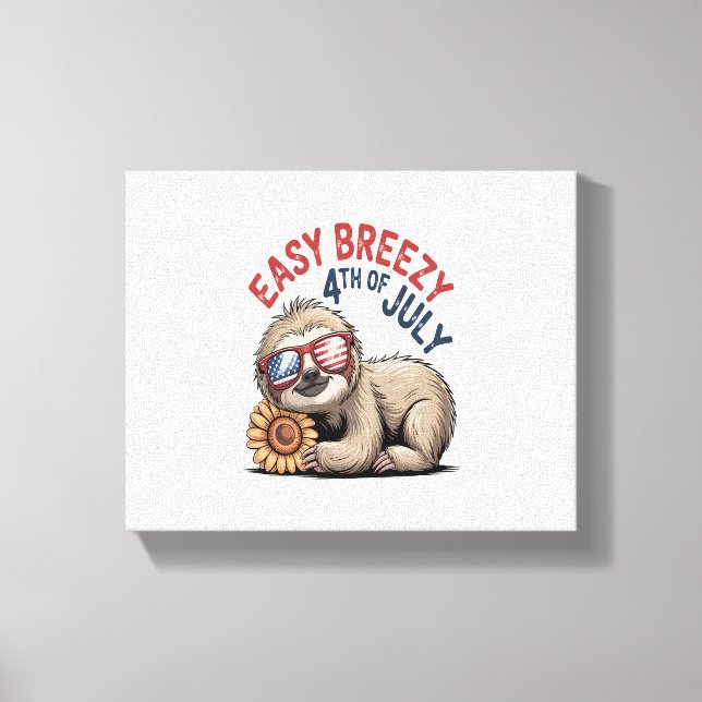 Sloth Sunflower 4th of July Canvas Print (Front)