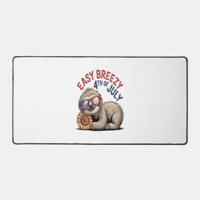 Sloth Sunflower 4th of July Desk Mat (Front)