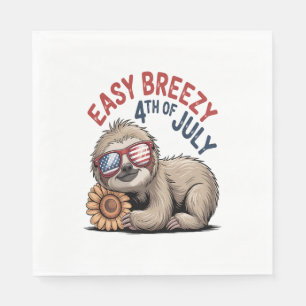 Sloth Sunflower 4th of July Napkin