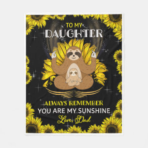 Sloth Sunflower To My Daughter From Mom Fleece Blanket